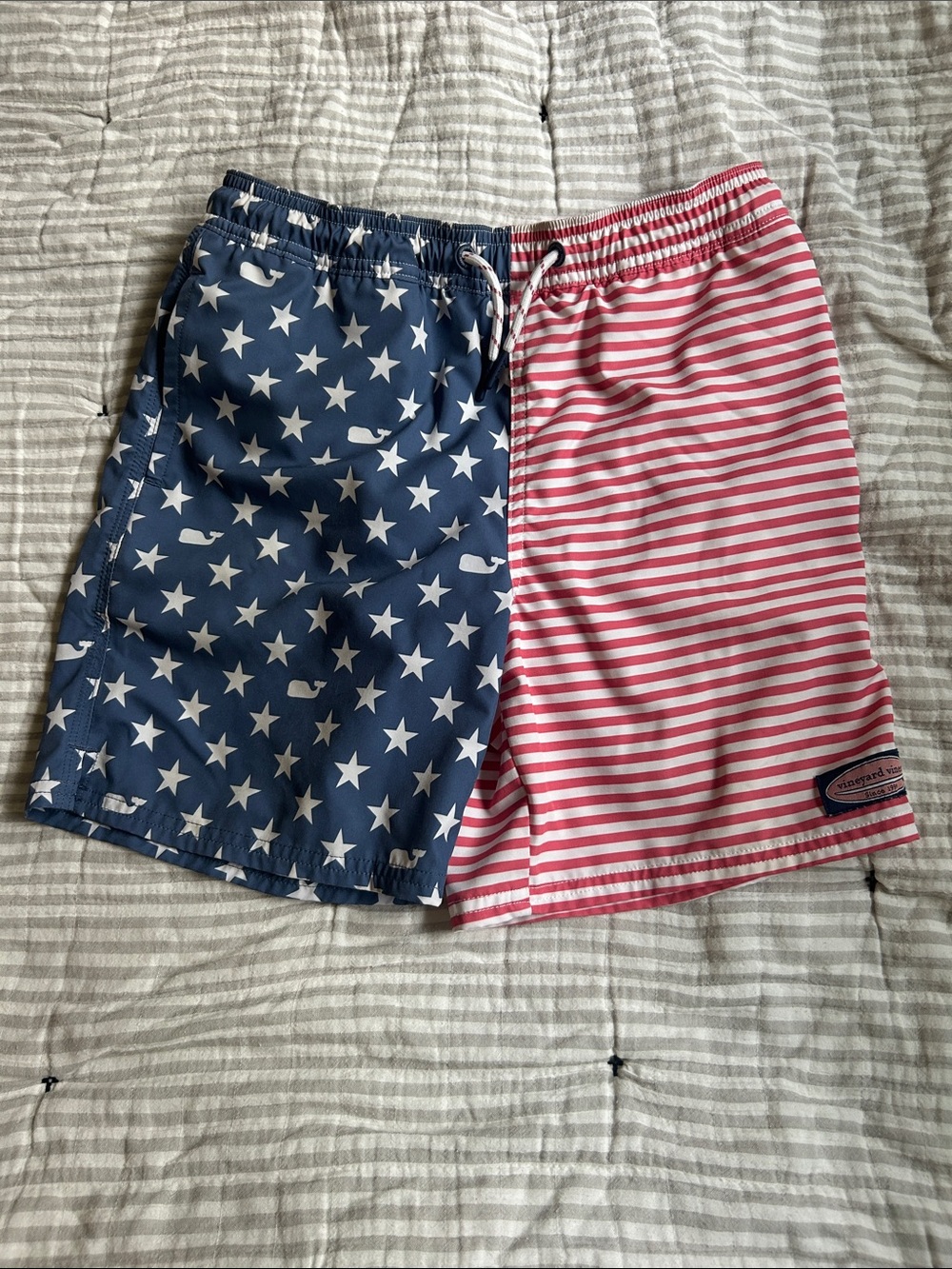 Vineyard Vines Red & Blue Stars and Stripes Swim Trunks